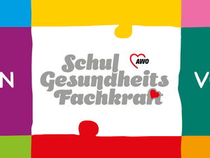 9 Puzzleteile zusammen zu einem Rechteck. Teile in verschiedenen Farben und beschriftet. Blau: Schützen, Gelb: Dasein, Rosa: Trösten, Lila: Vertrauen, Weiß: SGF, Dunkelgrün: Vorsorgen, Grün: Helfen, Rot: Beraten, Orange: Zuhören